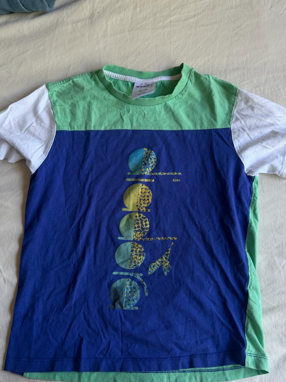 Diadora Kids Blue, Mint & White Graphic Short Sleeve Tee